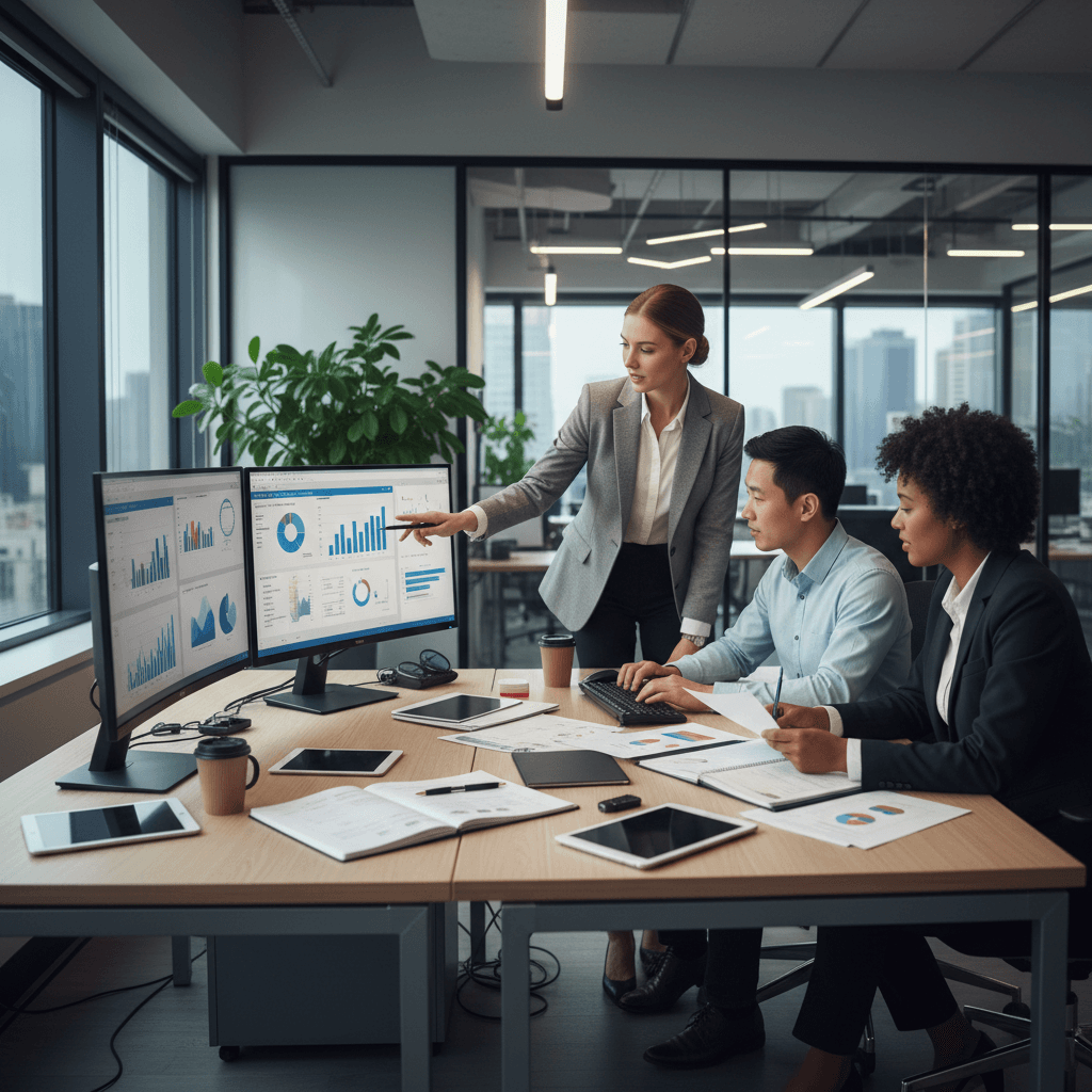 Equipo de consultores de GVQ trabajando en implementación de SAP